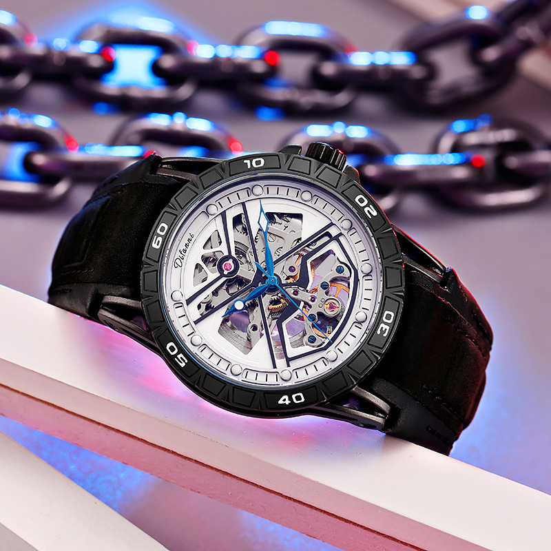 正品狄凡尼品牌流浪地球全透空男士机械表杜比防水强力夜光功能表