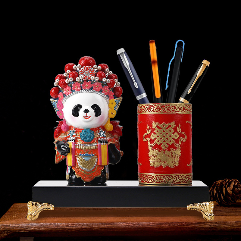 川剧脸谱熊猫摆件笔筒四川成都旅游纪念品教师节礼品礼物伴手礼
