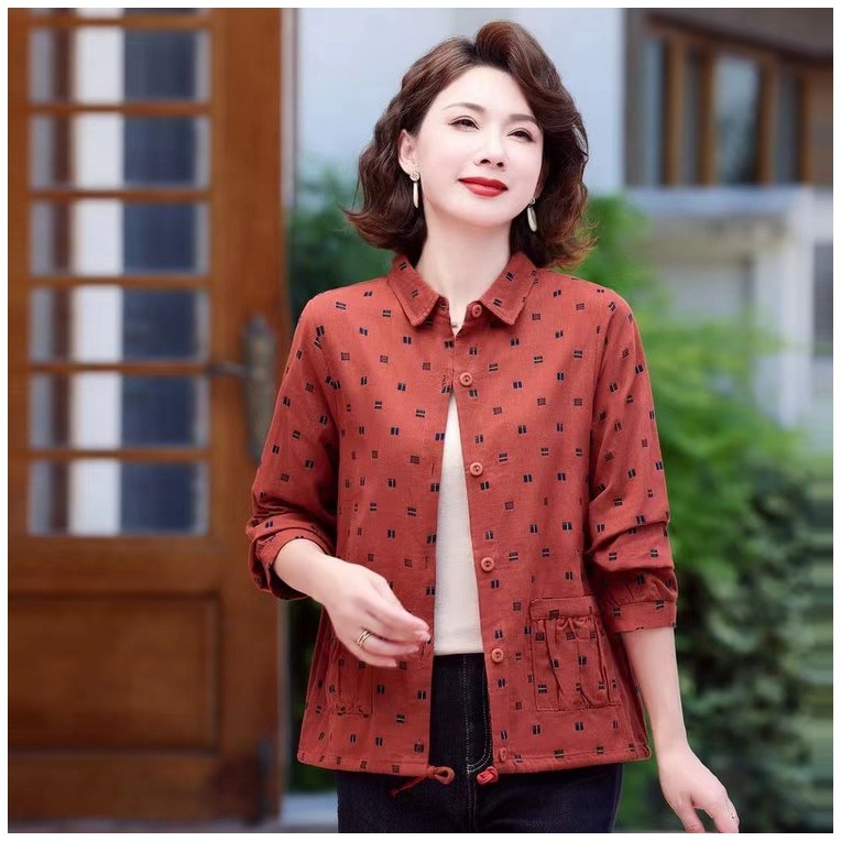 气质中年妈妈装春装短外套休闲夹克衫薄款中老年女装春秋上衣外穿