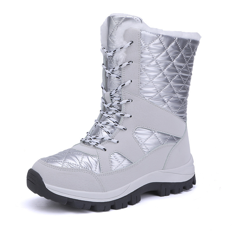 户外雪地靴加绒女士秋冬季保暖登山运动雪鞋防水长筒棉靴子女外贸