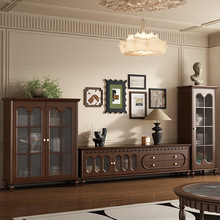 美式全实木玻璃酒柜家用陈列展示法式储物客厅电视柜旁沙发餐边柜