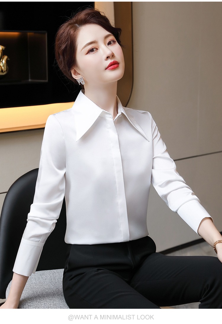 雪纺衬衫女白色长袖上衣时尚设计感洋气小衫职业装女衬衣白领工装
