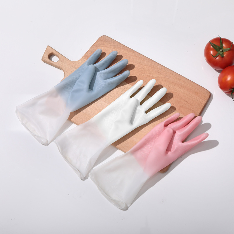 家务手套厨房洗碗手套渐变色胶手套家居家务清洁手套橡胶厂家批发