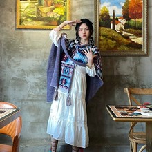 新疆西藏旅行草原度假拍照穿搭披风民族风大披肩保暖加厚围巾两用