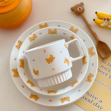 景德镇定制可爱小萌猫陶瓷餐具套装 马克杯饭碗汤碗家用盘子礼品