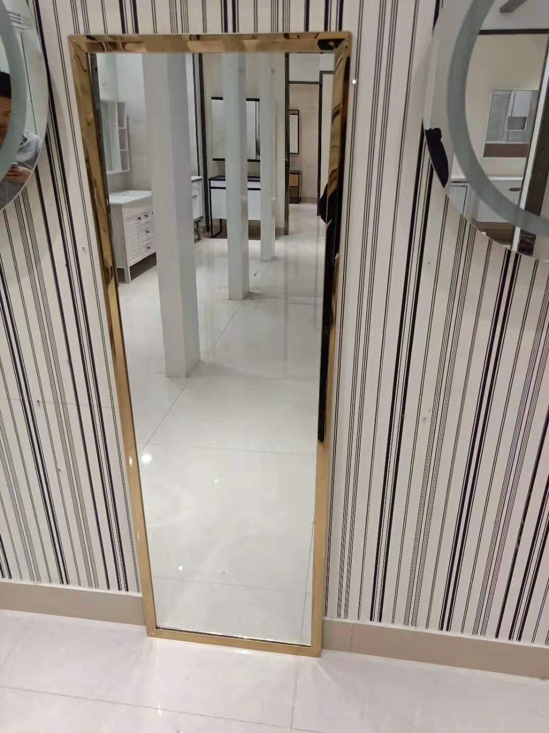 不锈钢边框镜子宿舍壁挂式穿衣镜ins风卫生间浴镜卧室全身镜显瘦