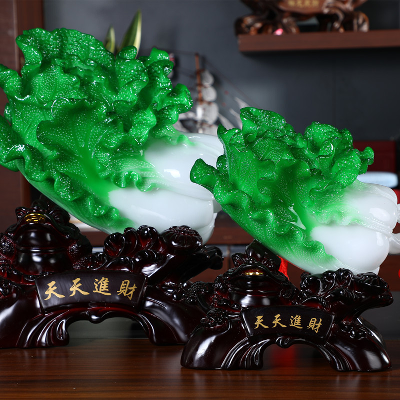 天天进财大白菜桌面摆件 创意家居办公室装饰 开业树脂工艺品礼品