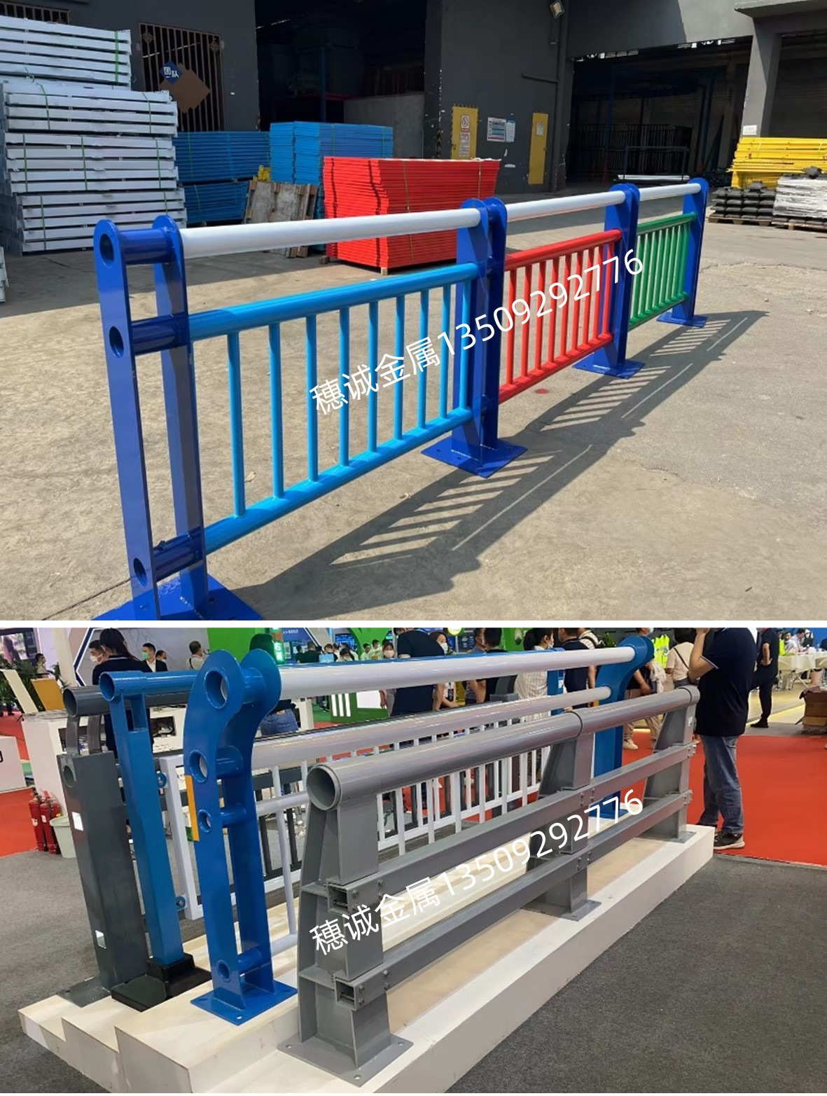 钢板立柱灰色圆管扶手护栏 河道景观隔离护栏 不锈钢管防撞护栏