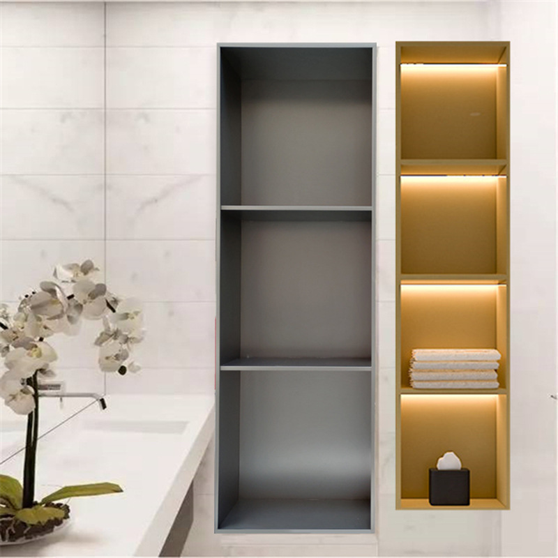 不锈钢壁龛嵌入式电视背景酒店置物架立柜浴室储物柜金属简约一体