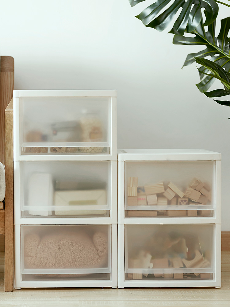 家用抽屉式玩具收纳柜子神器加厚塑料整理箱零食储物柜透明衣服盒