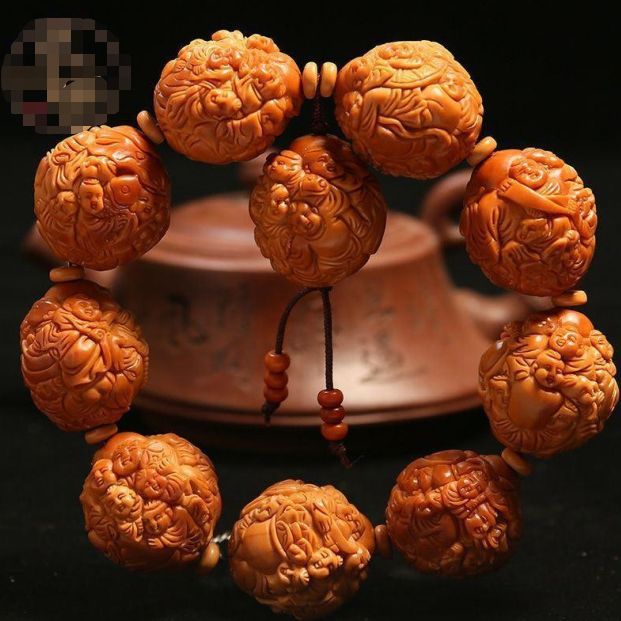 5大籽铁核橄榄核手串百子弥勒佛大师手工核雕文玩老板男士手链