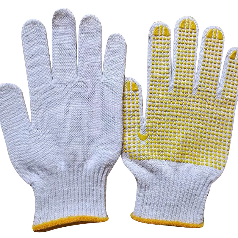 Factory Wholesale Bead Gloves Wear-Resistant Non-Slip Dispensing Ten-Pin Thickened Cotton Yarn Wool Spinning Point Plastic Work