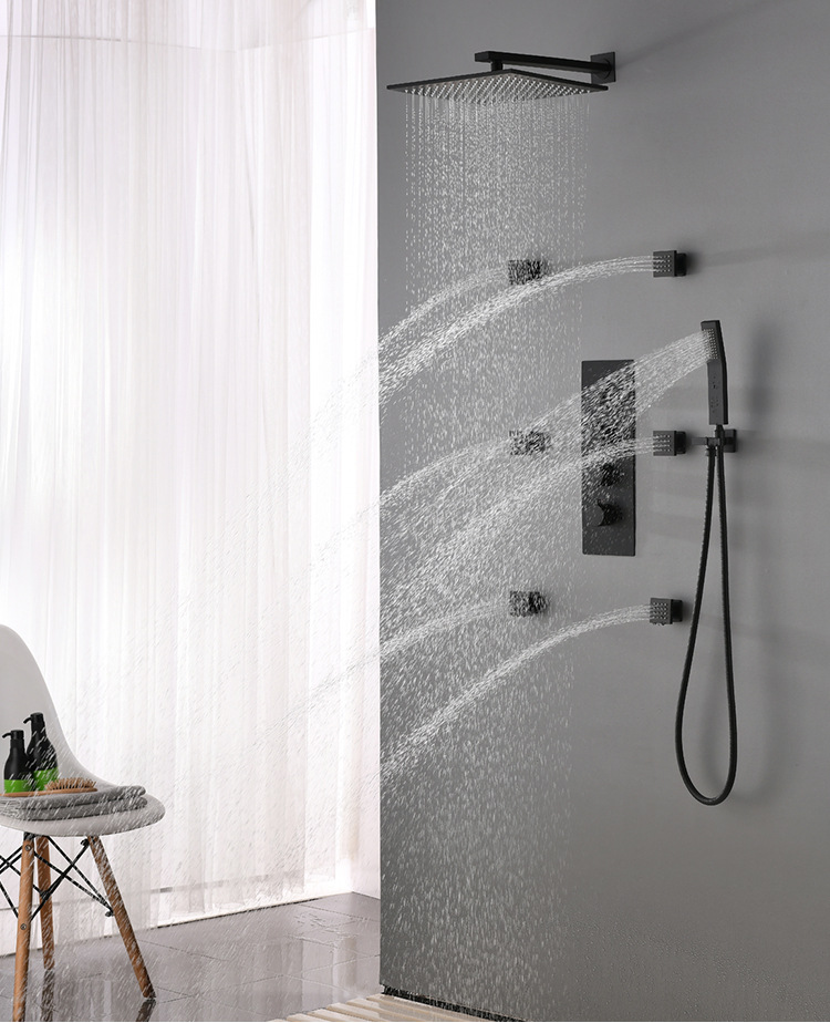 bevraien入墙式暗装淋浴花洒套装带预埋盒恒温吊顶侧喷增压淋浴器
