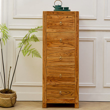 新中式老榆木五斗柜家用实木收纳斗柜简约款原木抽屉柜子床头窄柜