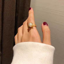 DIY珍珠配件 S925银拉丝工艺网红潮搭戒指指环可调节半成品银饰女