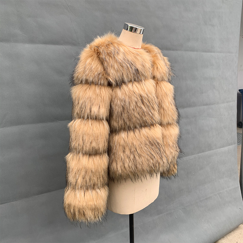 Factory Wholesale Autumn and Winter New Imitation Raccoon Fur Fur Coat European and American Fashion & Trend Women's Warm Fur Coat