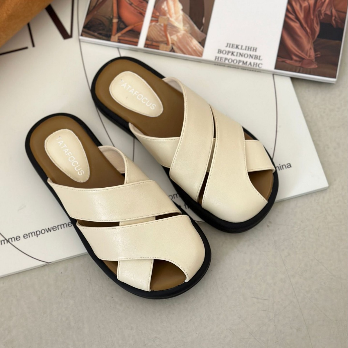 平底包头半拖鞋女外穿2024春夏新款仙女风懒人一脚蹬穆勒凉鞋