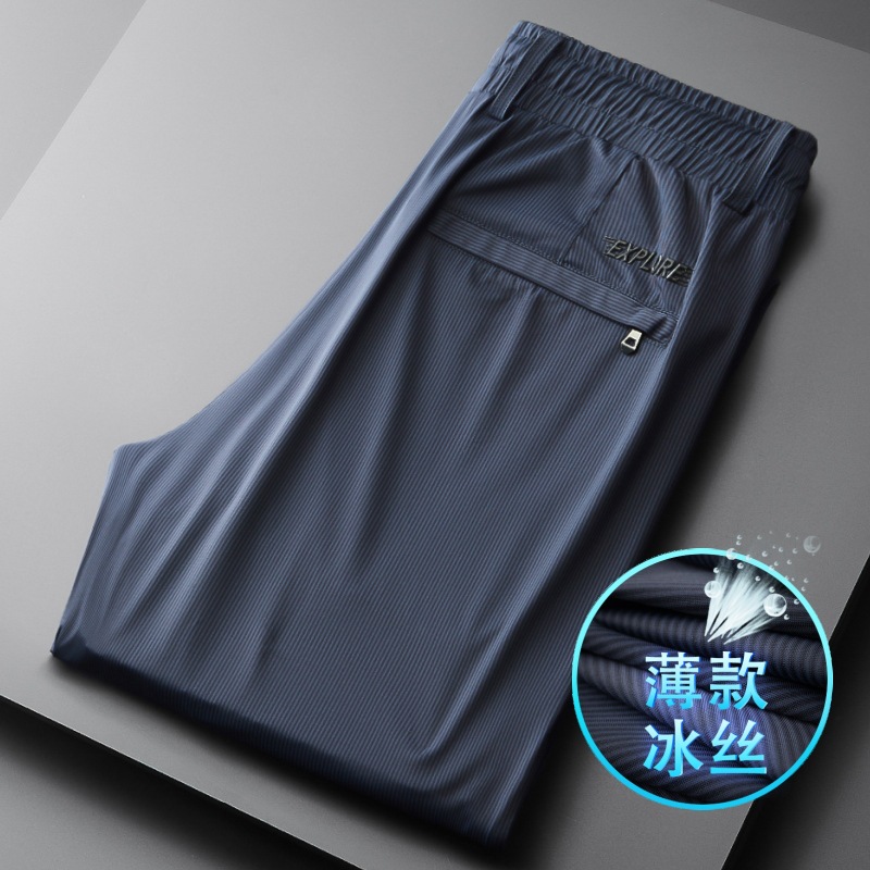 Ice Silk Casual Pants Men's Summer Thin High-End Sports Men Pants Loose Straight Silky Men's Clothing Quick-Dry Pants 23
