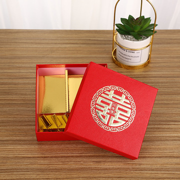 中式喜糖盒礼盒批发 红色双喜凸印喜糖盒结婚糖果包装盒套盒-阿里巴巴