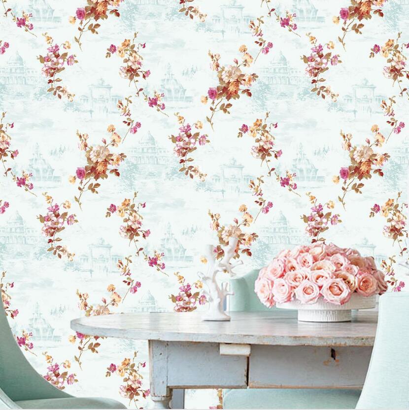 Romantic Pastoral Style Fresh Floral Wallpaper PVC Embossed Waterproof Beauty Salon Wedding Room Elegant Flower Wallpaper