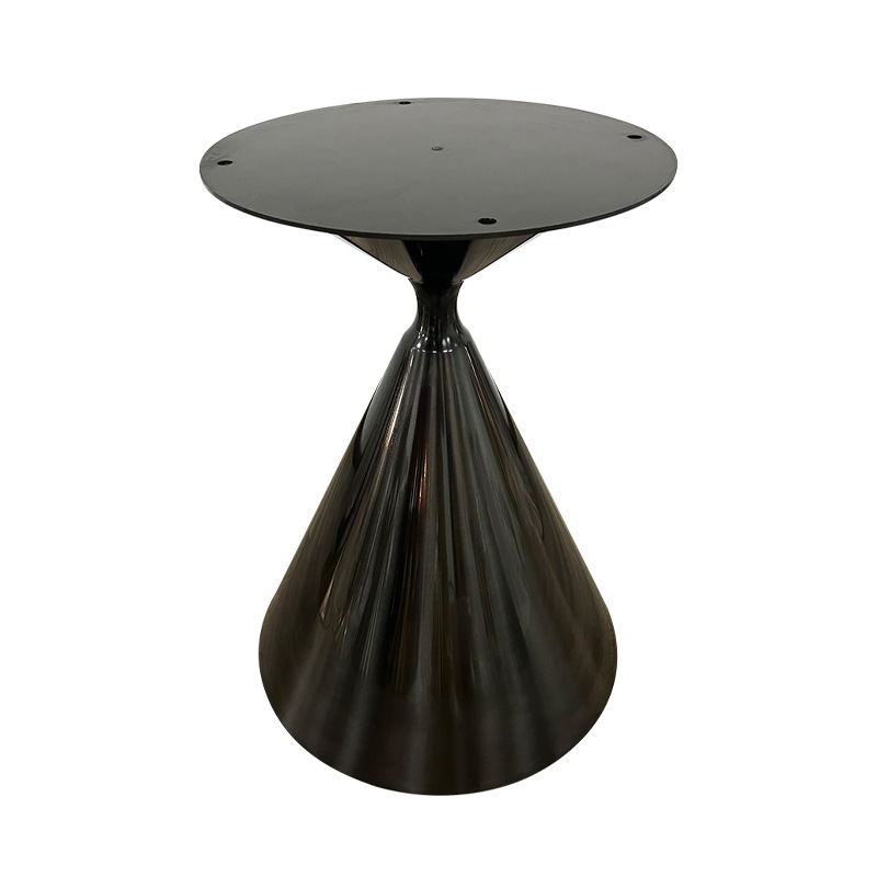 现代简约大理石岩板圆桌桌腿底座家用饭厅不锈钢镀金属餐桌脚支架