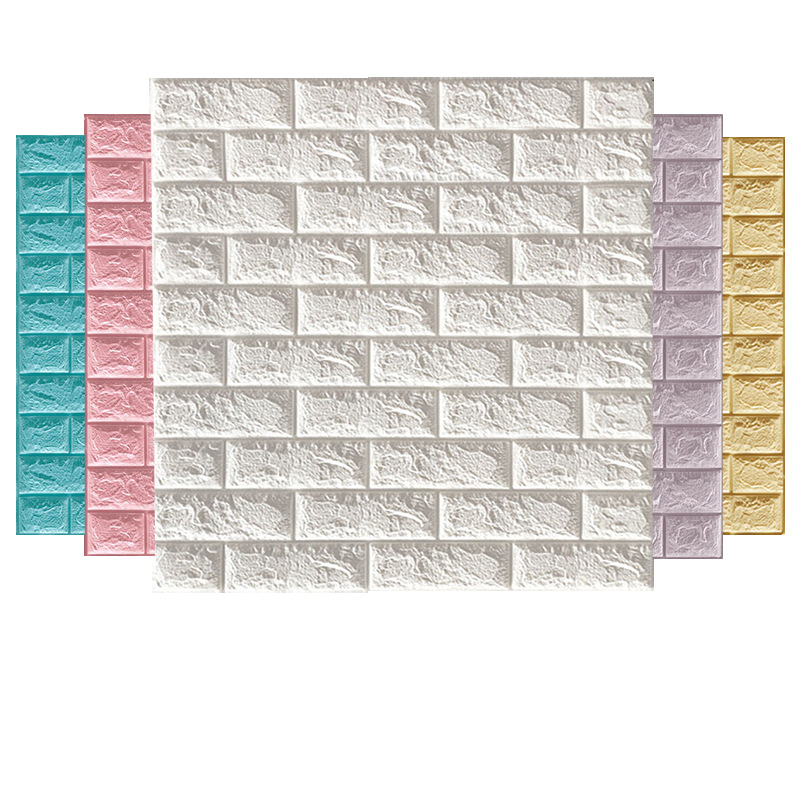 Wall Self-Adhesive Sticker Foam 3D 3D Anti-Collision Soft Bag Decorative Brick Pattern Wall Wallpaper Wholesale Wallpaper Wall Sticker
