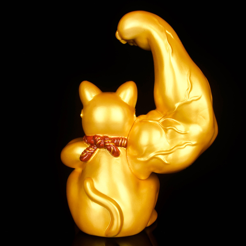 麒麟臂劫财猫 招财猫 暴富猫大力肌肉巨臂网红饰品店铺开业送贺礼