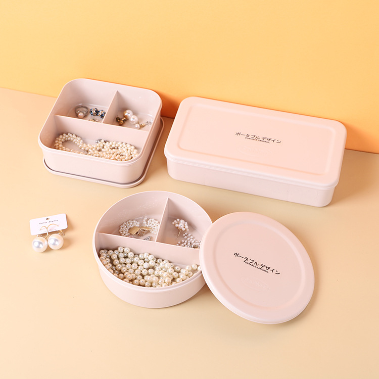 Simple Earrings Necklace Jewelry Box Large Capacity Plastic Portable Multi-Grid Storage Box with Lid Ornament Finishing Box 0594