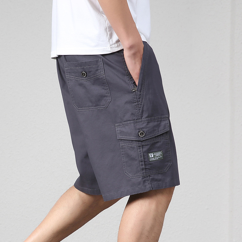 Summer Shorts Men's Cotton Fifth Pants Loose Casual Middle-Aged and Elderly Workwear plus Size Straight Middle-Length Pants