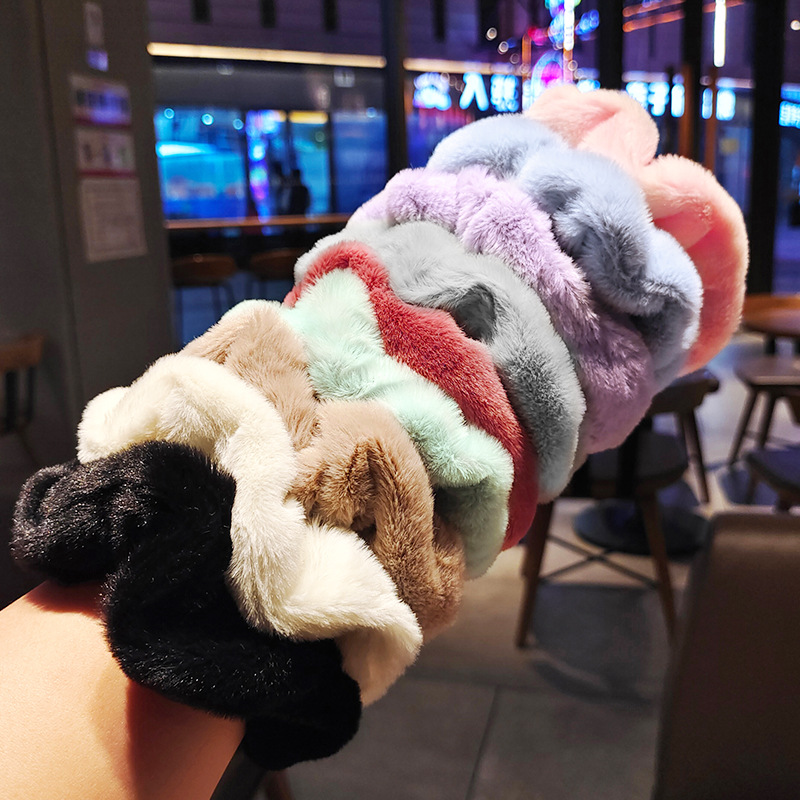 毛绒秋冬大肠发圈可爱ins毛茸茸糖果彩色玉兔绒发绳女生扎发发饰