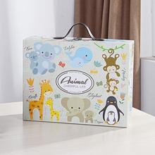 2024新款动物联盟手提箱婴幼儿宝宝满月衣服套装包装盒固定礼盒小