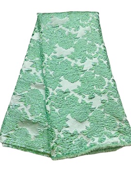 凹凸纹织金提花大花欧根纱旗袍面料礼服婚纱裙设计师服装布料