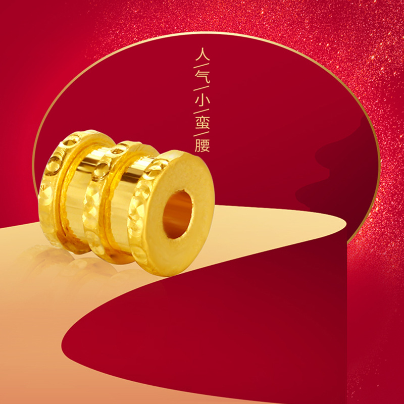 万喜金3d硬金足金福字牌吊坠黄金项链女圆福字金情侣挂坠本命年女