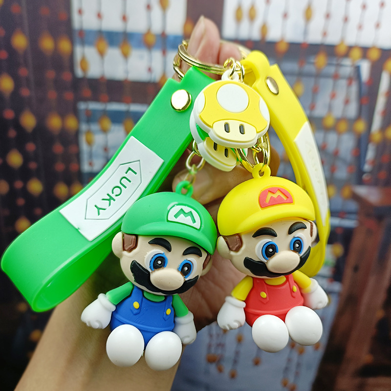 Cartoon Mario Silica Gel Doll Keychain Cute Student Couple Schoolbag Pendant Creative Car Key Chain