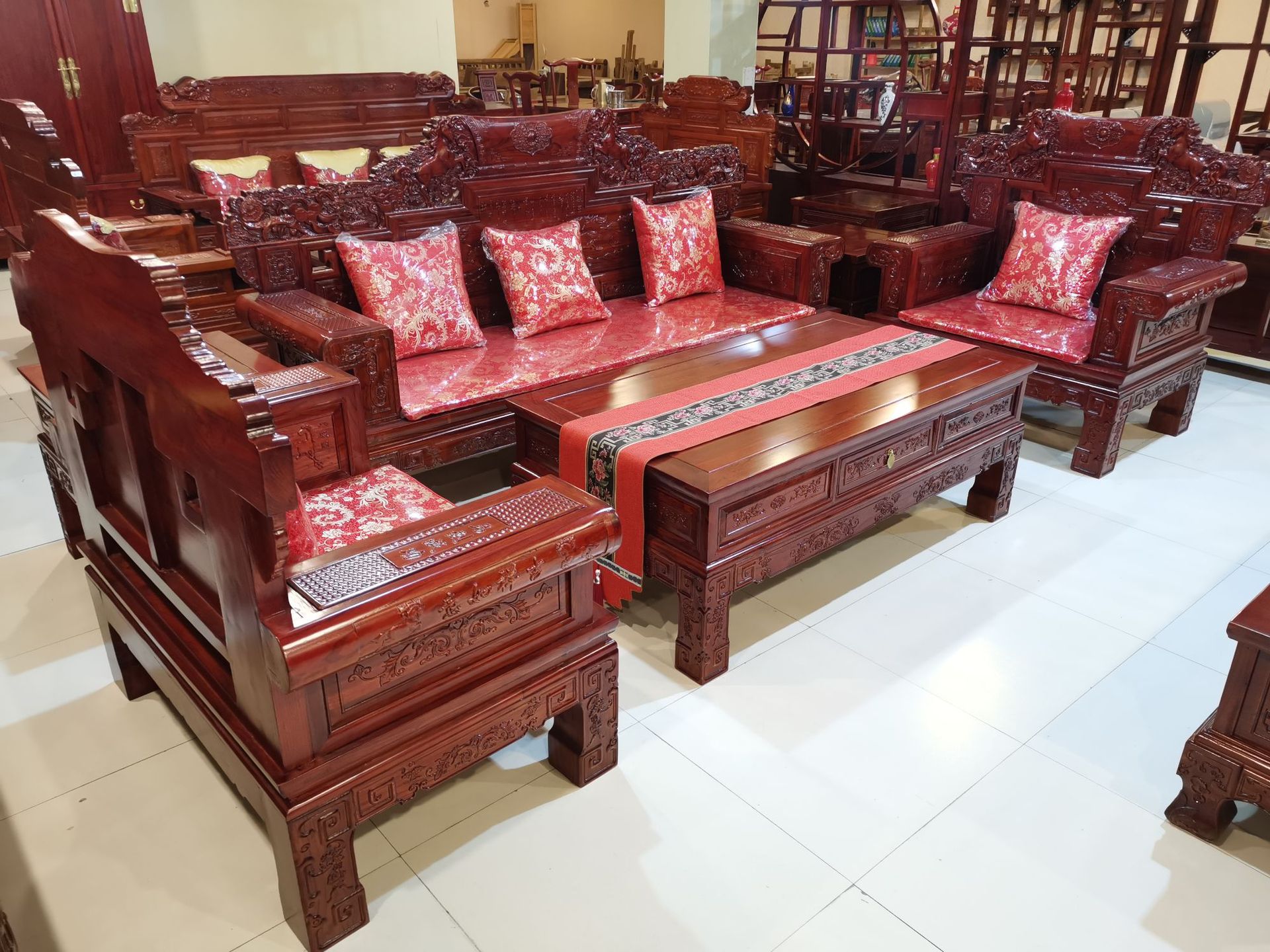 古典家具沙发厂家中式沙发六件老榆木山水沙发家用沙发组合可定制