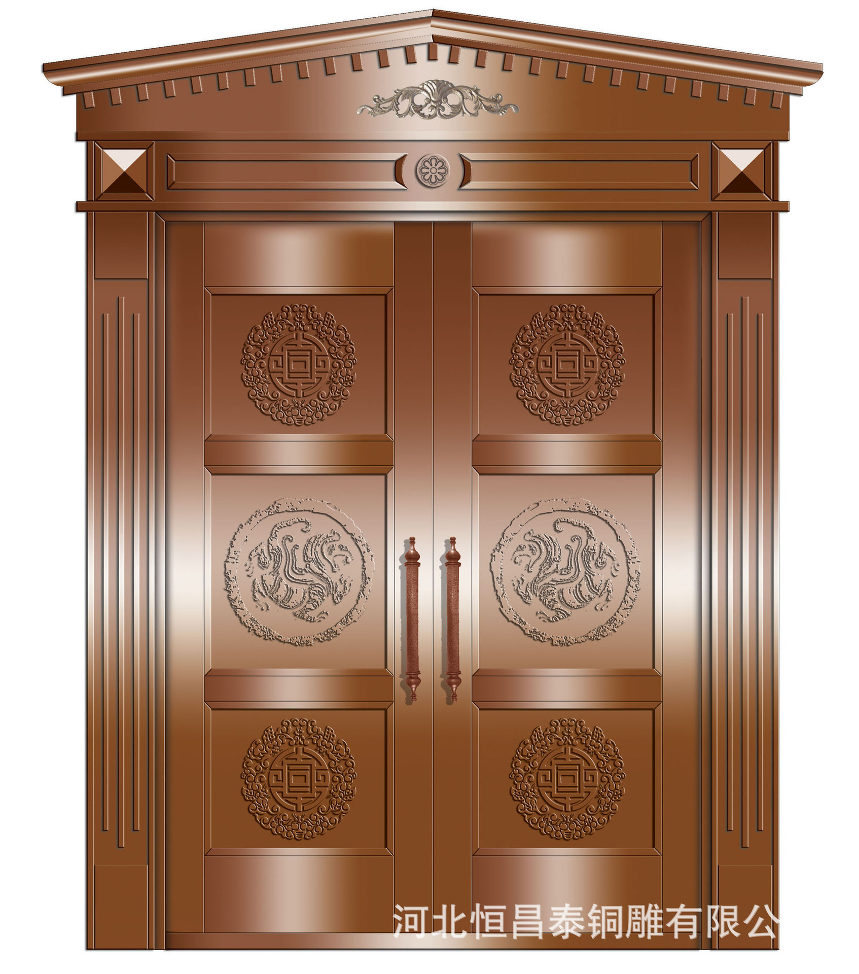 铜门别墅大门双开门不锈钢镀铜农村自建房家用四开入户庭院门