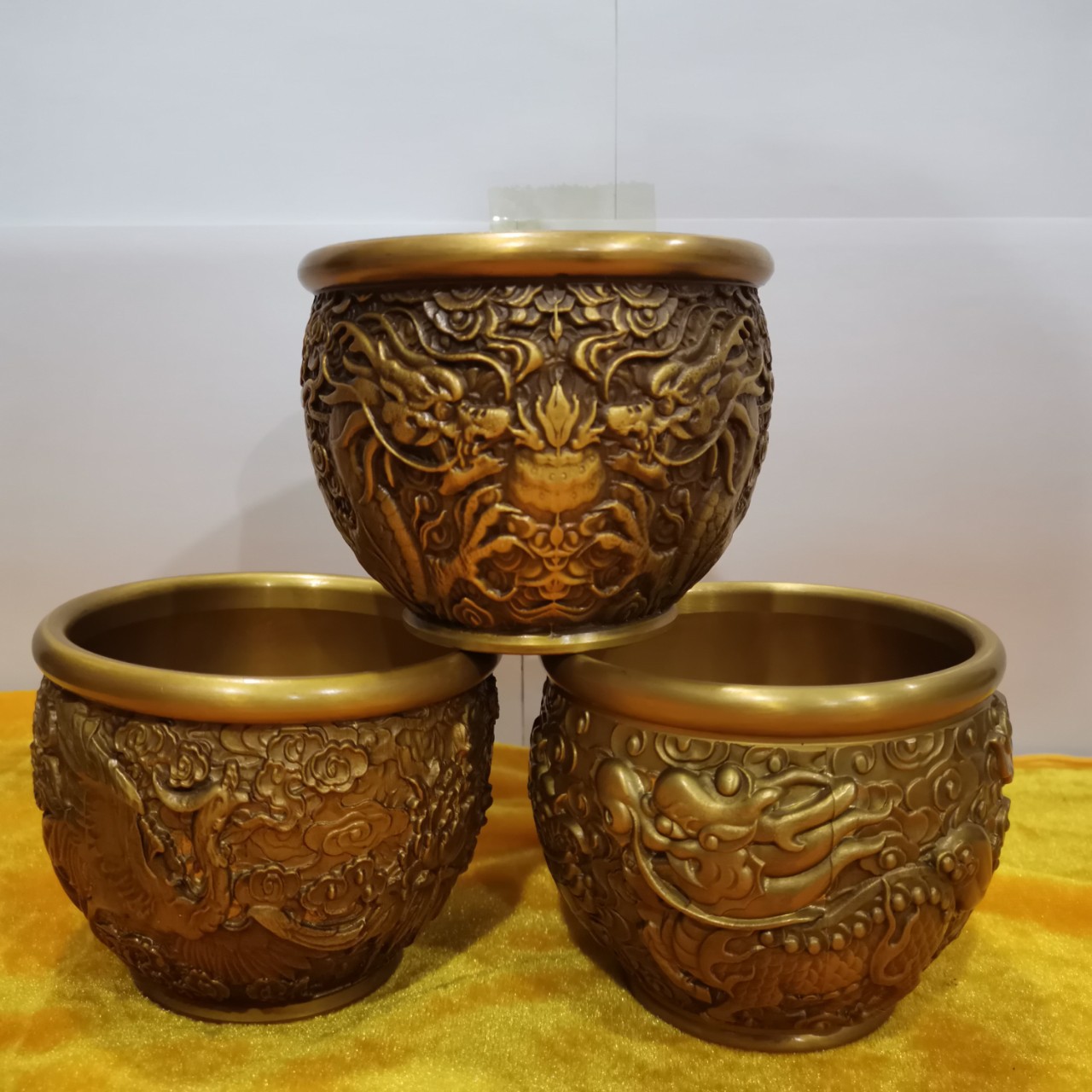 腾达铜器 热销速卖中式铜缸 速卖铜双龙缸 凤缸 麒麟送宝铜缸摆件