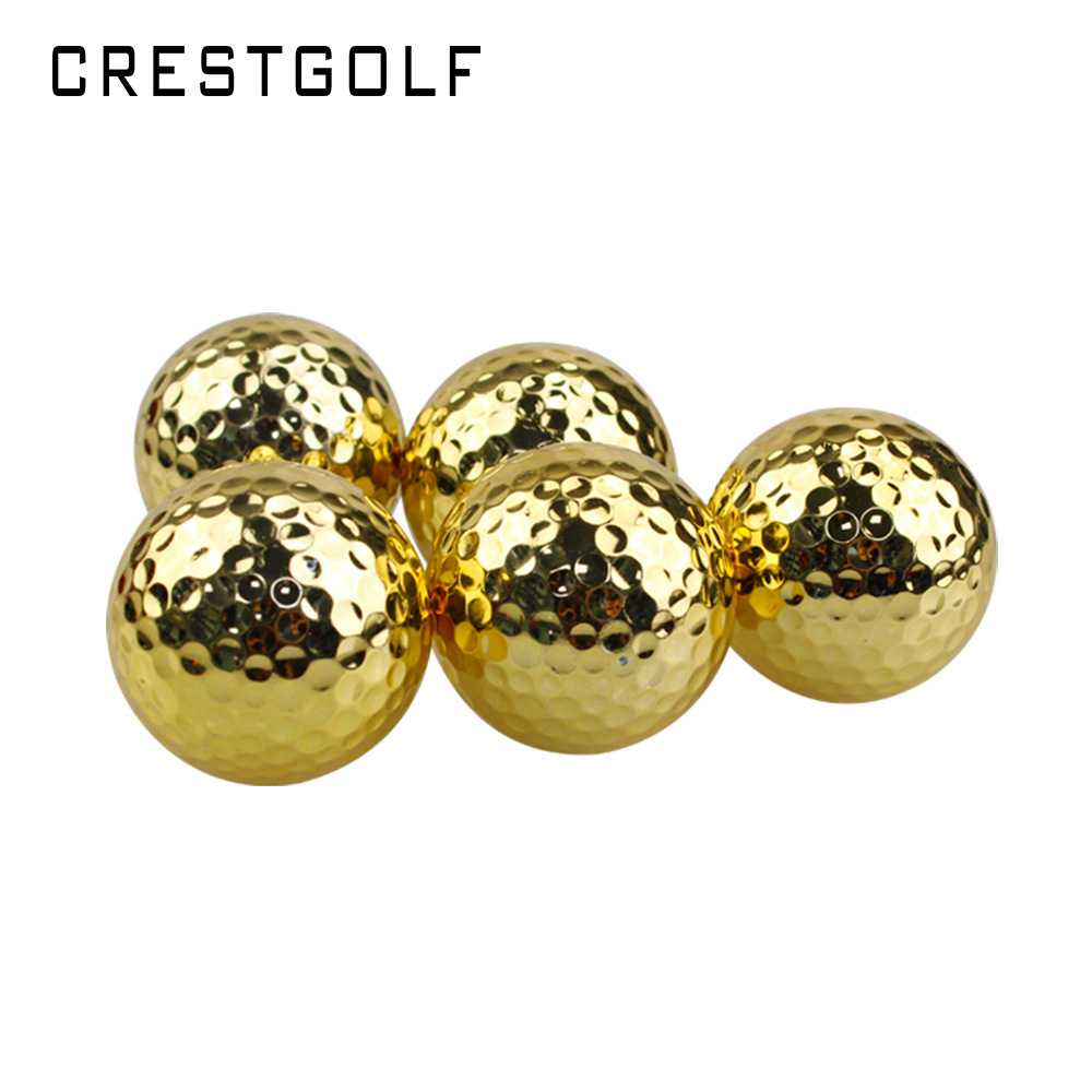 散装两层金色高尔夫球 练习球 电镀金属球 商务馈赠运动礼品球