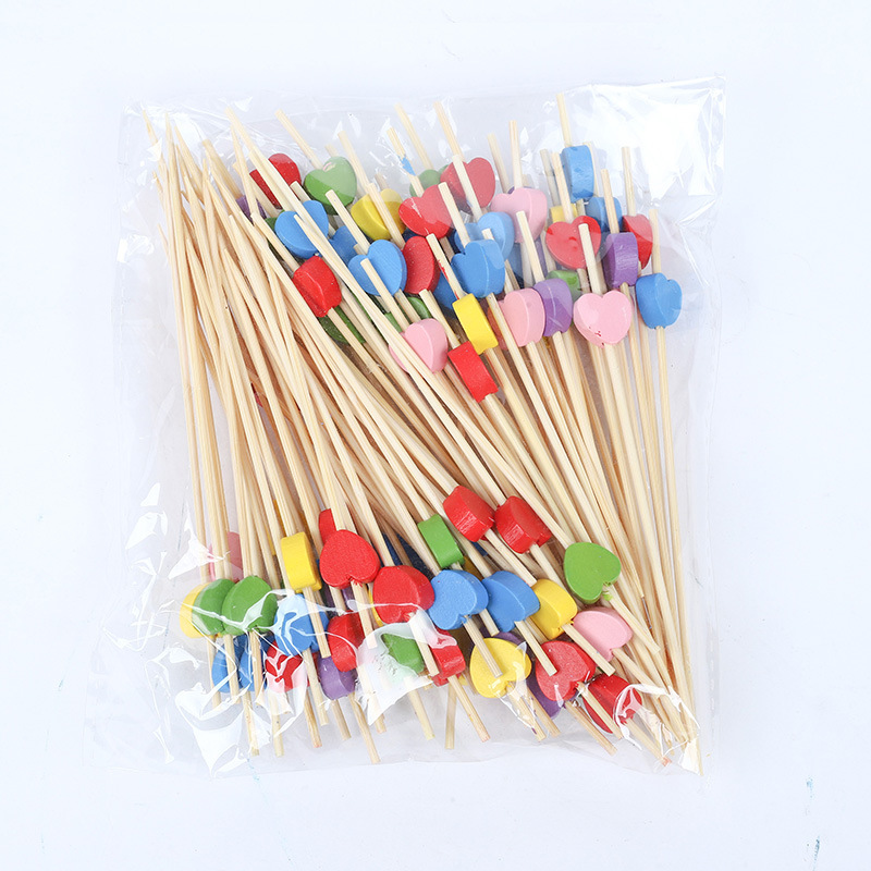 Love Creative Fruit Toothpick Disposable Platter Sushi Cocktail Snack Bamboo Stick Large Quantity and Excellent Price