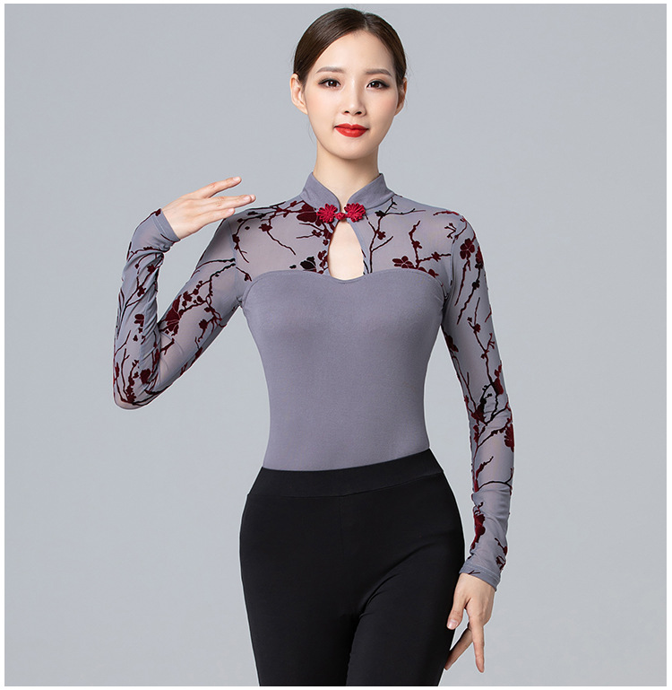 时尚华宇形体服女舞蹈训练服新款老师专用成人艺考基训服印花上衣