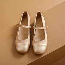 法式真软皮拼色单鞋女夏季小皮鞋2023年新款时尚玛丽珍鞋软底女鞋