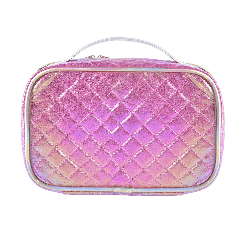 Fashion Portable Diamond Lattice Cosmetic Bag Colorful Laser Wash Bag Women's Cosmetics Travel Portable Storage Bag