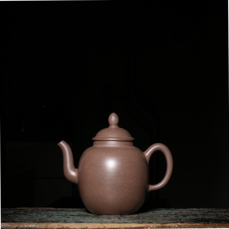 宜兴紫砂茶壶早期老青灰泥原矿明清福记款秋水壶独孔台湾回流收藏