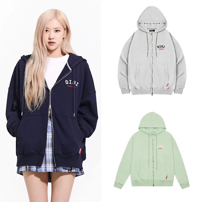 韩国潮牌oioi卫衣 rose朴彩英同款外套秋冬连帽男女情侣拉链上衣