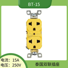 泰国哥伦比亚柬埔寨家用墙壁插座 美标双联六孔电源插座15A 250V