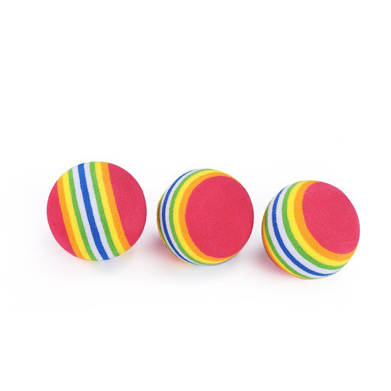 Rainbow Toy Ball Cat Solid Elastic Ball Pet Supplies Kitten Puppy Ball Toy Cat Teasing Ball Eva Floating Water