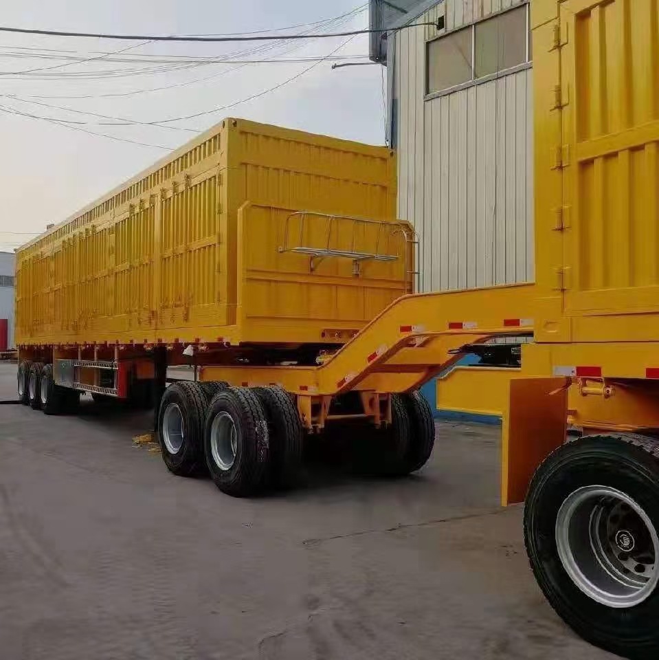 出口型狼狈式半挂车 一拖一轻体平板运输车 装卸货物方便结构紧凑