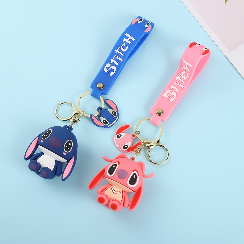 Creative Cartoon Pvc Stitch Handbag Pendant Keychain Car Key Chain Couple Birthday Gift Pendant