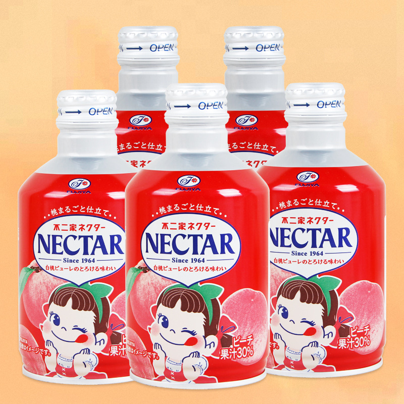 不二家水蜜桃子水白桃30%果汁290ml/瓶果肉饮料休闲果汁饮品批发