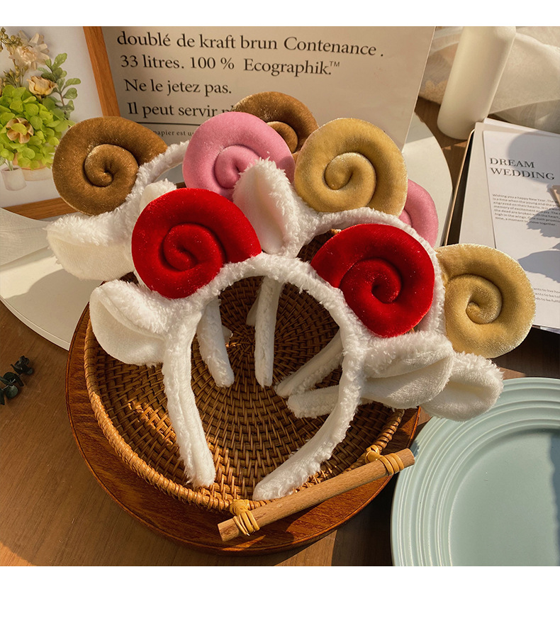 韩国可爱绵羊少女简约羊羔毛发箍头饰网红气质卖萌洗脸发卡头箍女